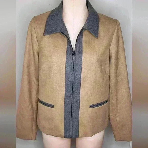 Pendleton Woolen Mills Women Virgin Wool Full Zip Dress Jacket Beige Sz 10 - Picture 1 of 11
